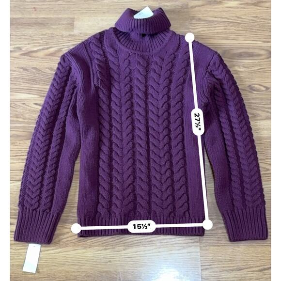 TIBI burgundy Cutout-Back Cable-Knit Wool-Blend Sweater size M/L - Picture 6 of 13